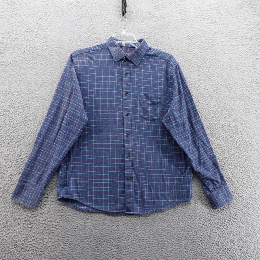 UNTUCKit Long Sleeve Flannel Shirt Large Blue Plaid Button Down Cotton Men